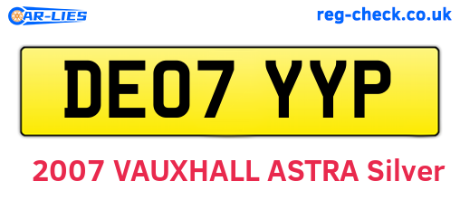 DE07YYP are the vehicle registration plates.