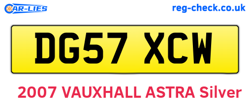 DG57XCW are the vehicle registration plates.