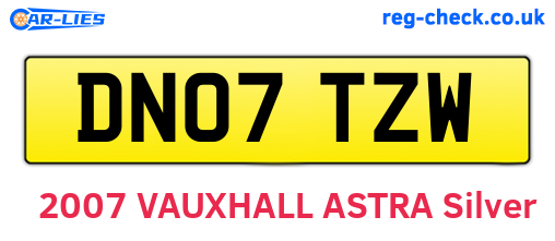 DN07TZW are the vehicle registration plates.
