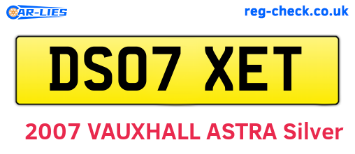 DS07XET are the vehicle registration plates.