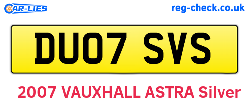 DU07SVS are the vehicle registration plates.