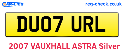 DU07URL are the vehicle registration plates.