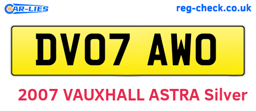 DV07AWO are the vehicle registration plates.