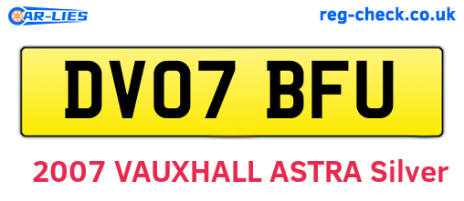 DV07BFU are the vehicle registration plates.