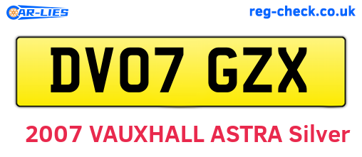 DV07GZX are the vehicle registration plates.