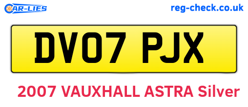 DV07PJX are the vehicle registration plates.