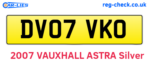DV07VKO are the vehicle registration plates.