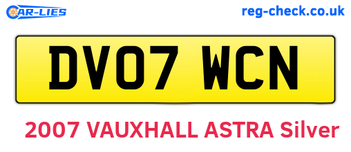 DV07WCN are the vehicle registration plates.