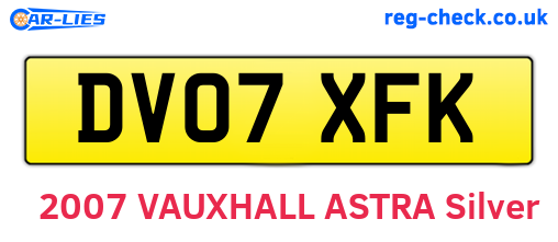 DV07XFK are the vehicle registration plates.