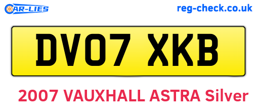 DV07XKB are the vehicle registration plates.