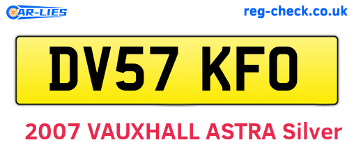 DV57KFO are the vehicle registration plates.