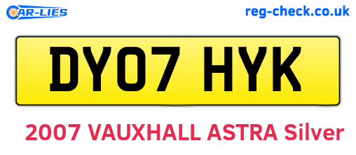 DY07HYK are the vehicle registration plates.