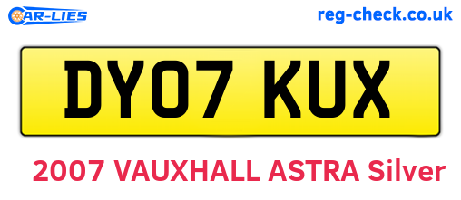 DY07KUX are the vehicle registration plates.