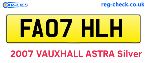 FA07HLH are the vehicle registration plates.