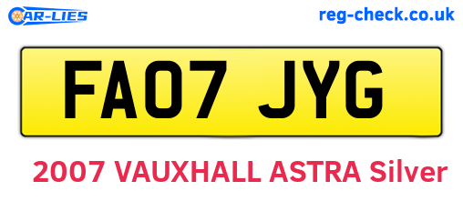 FA07JYG are the vehicle registration plates.