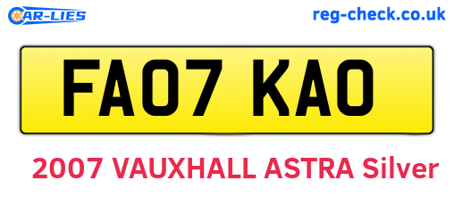 FA07KAO are the vehicle registration plates.