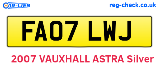 FA07LWJ are the vehicle registration plates.