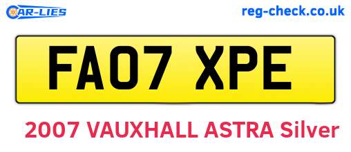 FA07XPE are the vehicle registration plates.