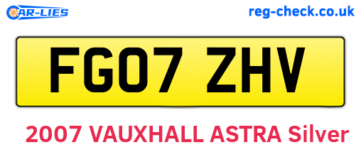 FG07ZHV are the vehicle registration plates.