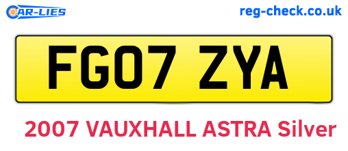 FG07ZYA are the vehicle registration plates.