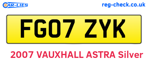 FG07ZYK are the vehicle registration plates.