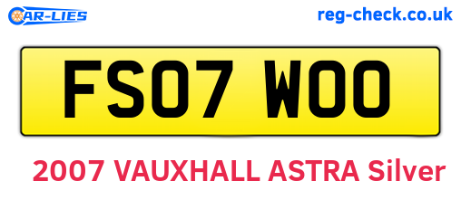 FS07WOO are the vehicle registration plates.