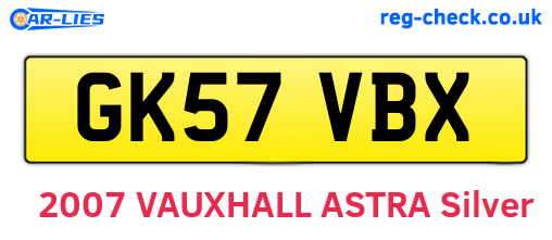 GK57VBX are the vehicle registration plates.