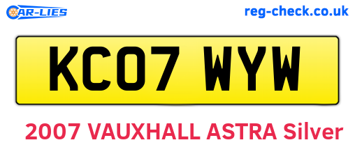 KC07WYW are the vehicle registration plates.