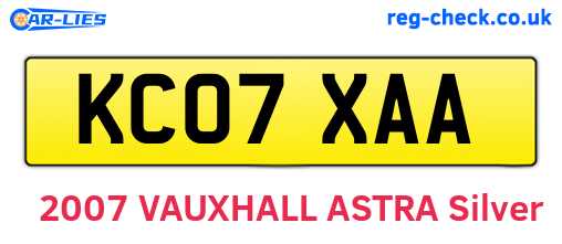KC07XAA are the vehicle registration plates.