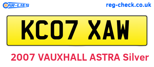 KC07XAW are the vehicle registration plates.