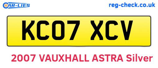 KC07XCV are the vehicle registration plates.