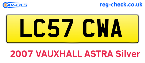 LC57CWA are the vehicle registration plates.