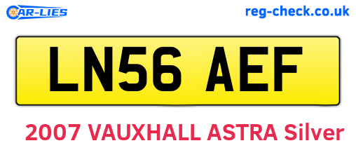 LN56AEF are the vehicle registration plates.