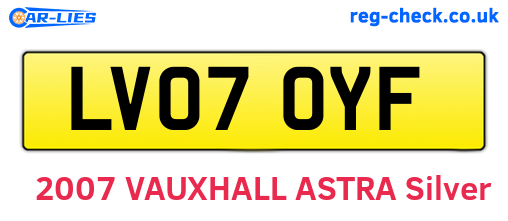LV07OYF are the vehicle registration plates.