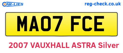 MA07FCE are the vehicle registration plates.