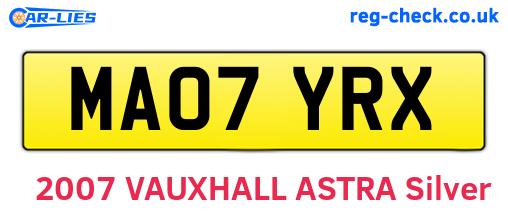 MA07YRX are the vehicle registration plates.