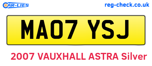 MA07YSJ are the vehicle registration plates.