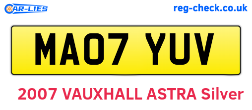 MA07YUV are the vehicle registration plates.