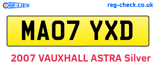 MA07YXD are the vehicle registration plates.