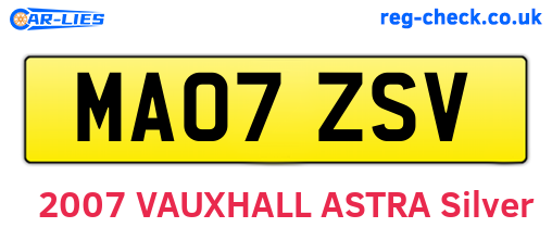MA07ZSV are the vehicle registration plates.