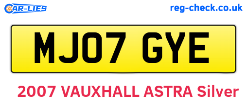MJ07GYE are the vehicle registration plates.