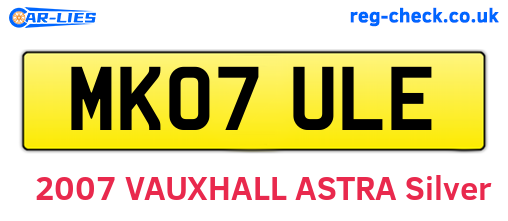 MK07ULE are the vehicle registration plates.