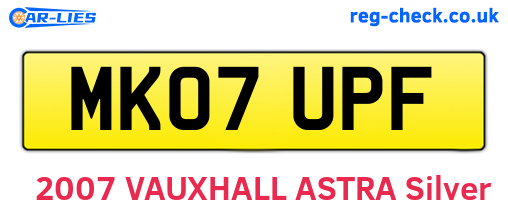 MK07UPF are the vehicle registration plates.