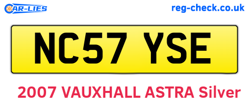 NC57YSE are the vehicle registration plates.