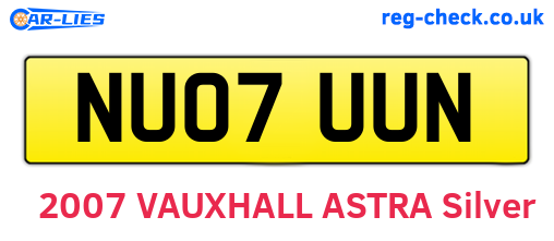 NU07UUN are the vehicle registration plates.