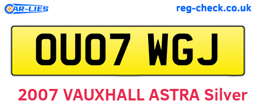 OU07WGJ are the vehicle registration plates.