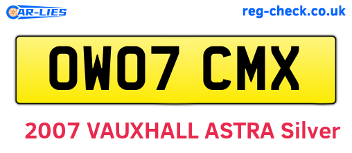 OW07CMX are the vehicle registration plates.