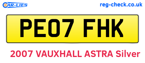 PE07FHK are the vehicle registration plates.