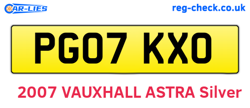 PG07KXO are the vehicle registration plates.