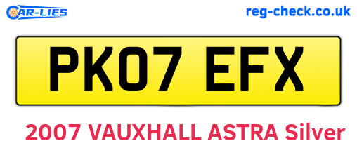 PK07EFX are the vehicle registration plates.